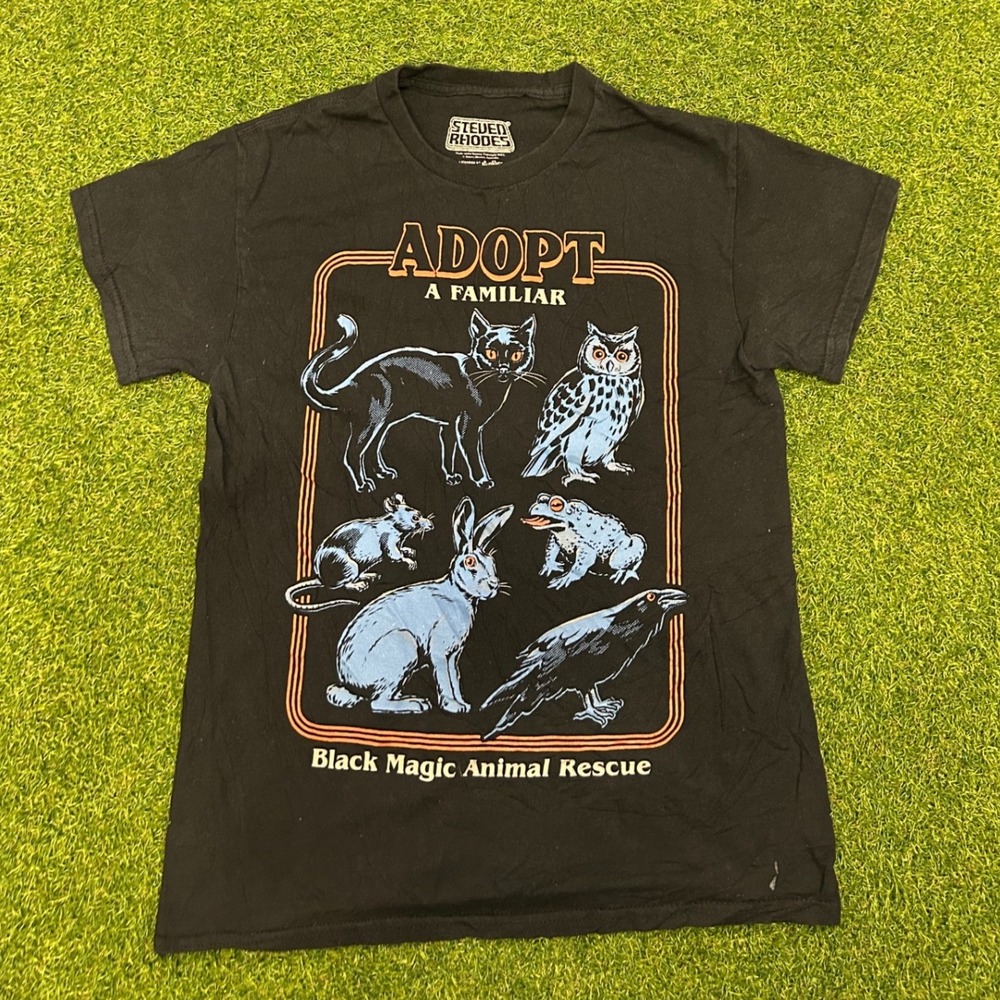 Steven Rhodes Adopt A Familiar Black Magic Animal Rescue T-Shirt Black Small